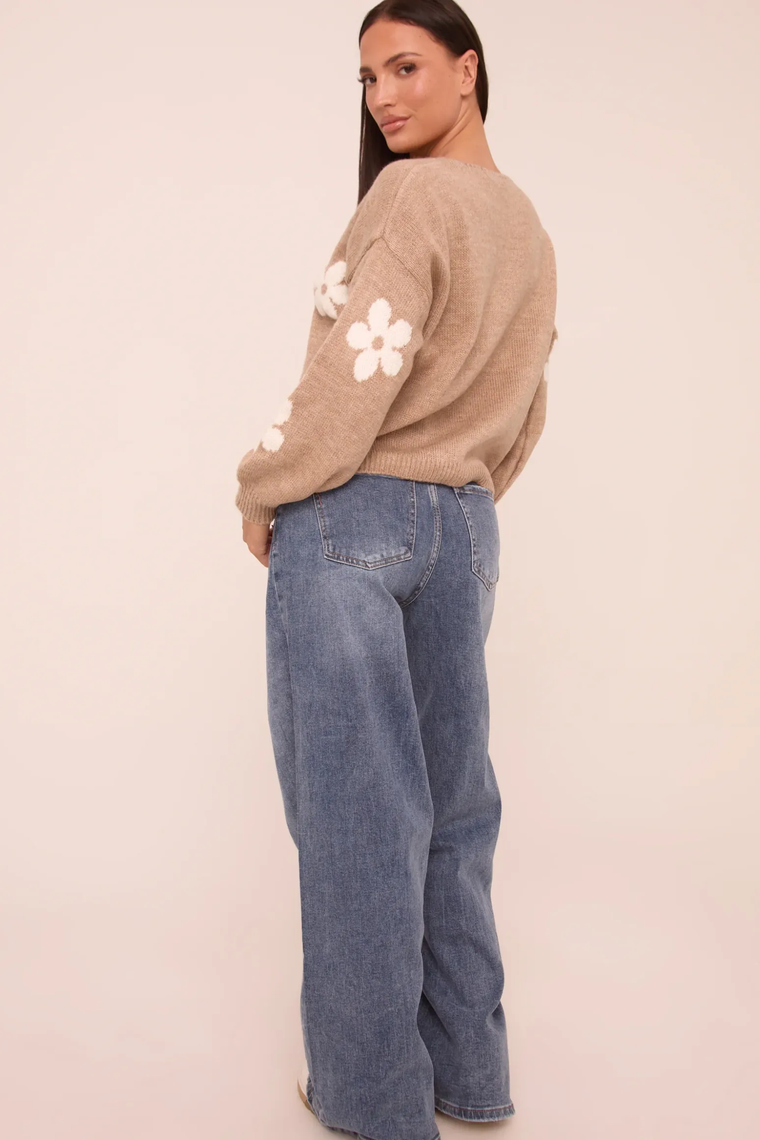 Rebellious Fashion Mid Blue Stretch Wide Leg Denim Jeans - Winona