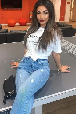 Rebellious Fashion Mid Blue Super Stretchy High Waist Jeans - Elcie