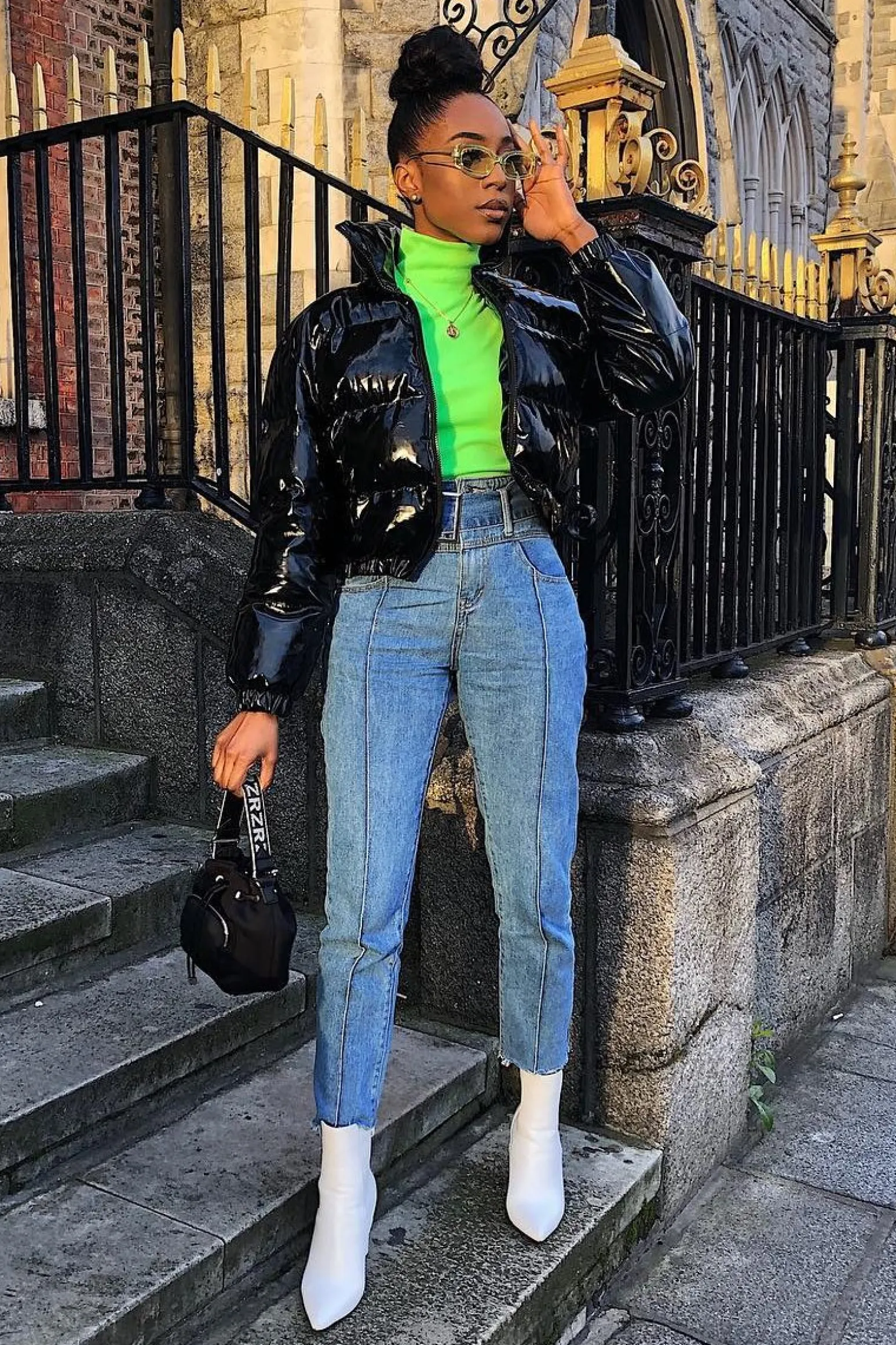 Rebellious Fashion Mid Wash Belted Straight Leg Jeans - Crosley