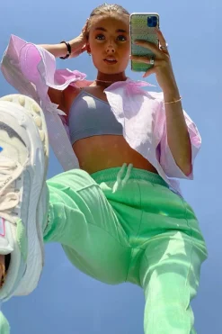 Rebellious Fashion Mint Front Piping Joggers - Jordyn