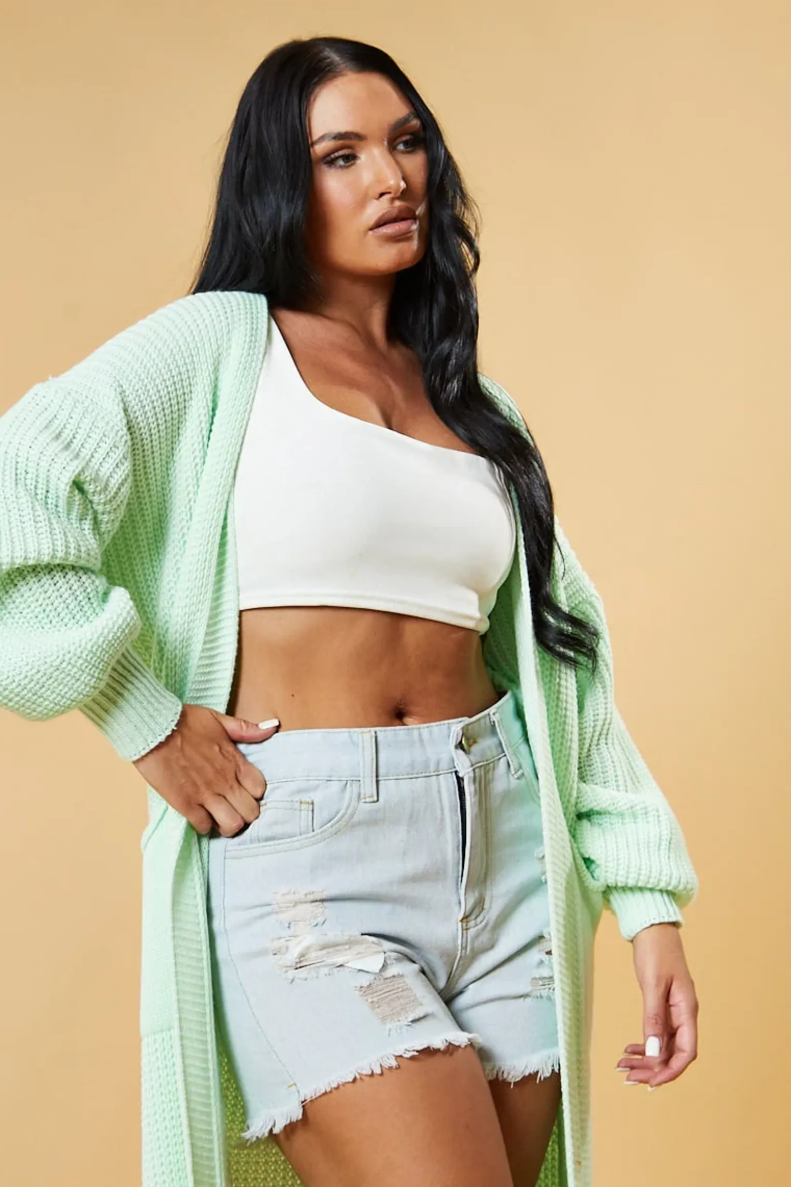 Rebellious Fashion Mint Longline Knit Maxi Cardigan - Ema