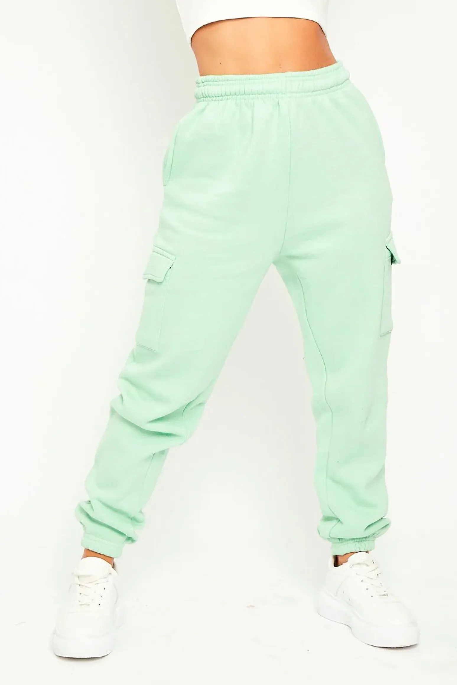 Rebellious Fashion Mint Side Cargo Pocket Joggers - Chantel