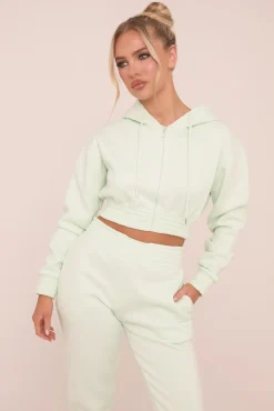 Rebellious Fashion Mint Zip Front Elasticated Detail Loungewear Co-ord Set - Carmel