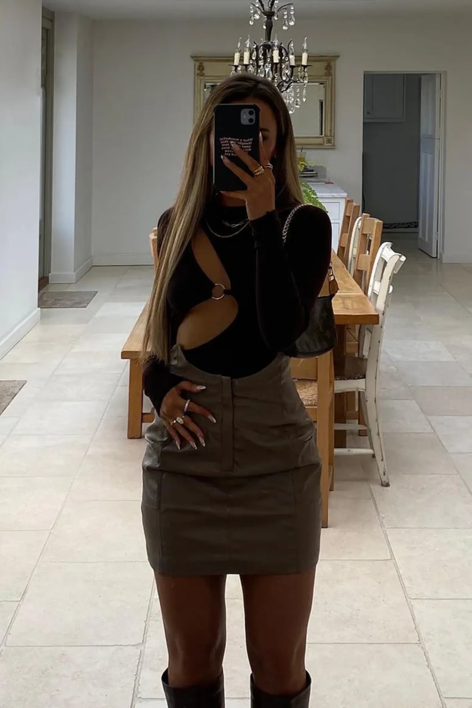 Rebellious Fashion Mocha Pleather Waist Detail Mini Skirt - Syren