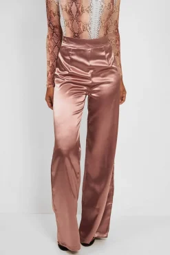 Rebellious Fashion Mocha Satin Wide Leg Trousers - Tisha