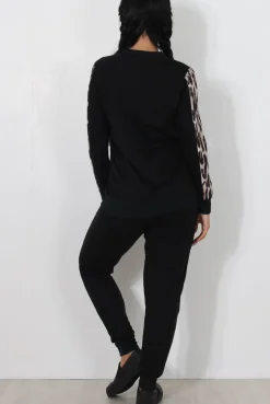 Rebellious Fashion Monique Black Leopard Loungewear Set