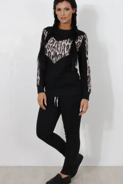 Rebellious Fashion Monique Black Leopard Loungewear Set