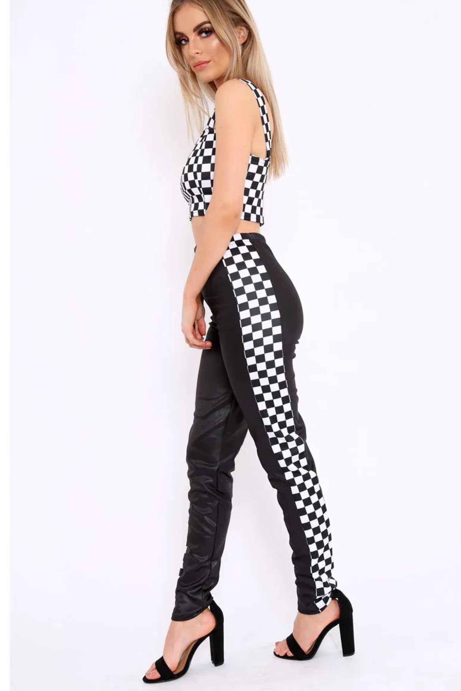 Rebellious Fashion Monochrome Checkerboard Grid Check Co-Ord - Kiyla