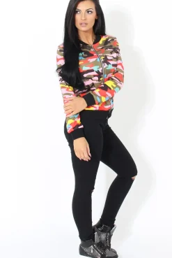 Rebellious Fashion Multi Camo Bomber Jacket - Savannah