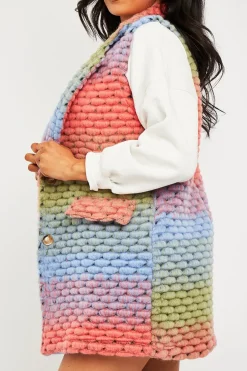 Rebellious Fashion Multi Chunky Knit Sleeveless Shacket - Shanya