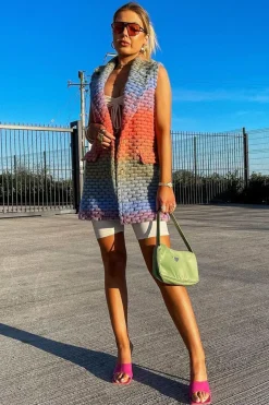 Rebellious Fashion Multi Chunky Knit Sleeveless Shacket - Shanya