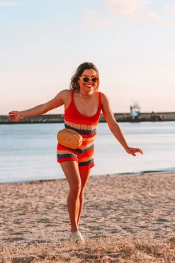 Rebellious Fashion Multi Coloured Crochet Playsuit - Aayah