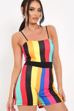 Rebellious Fashion Multi Stripe Playsuit -Tamiya