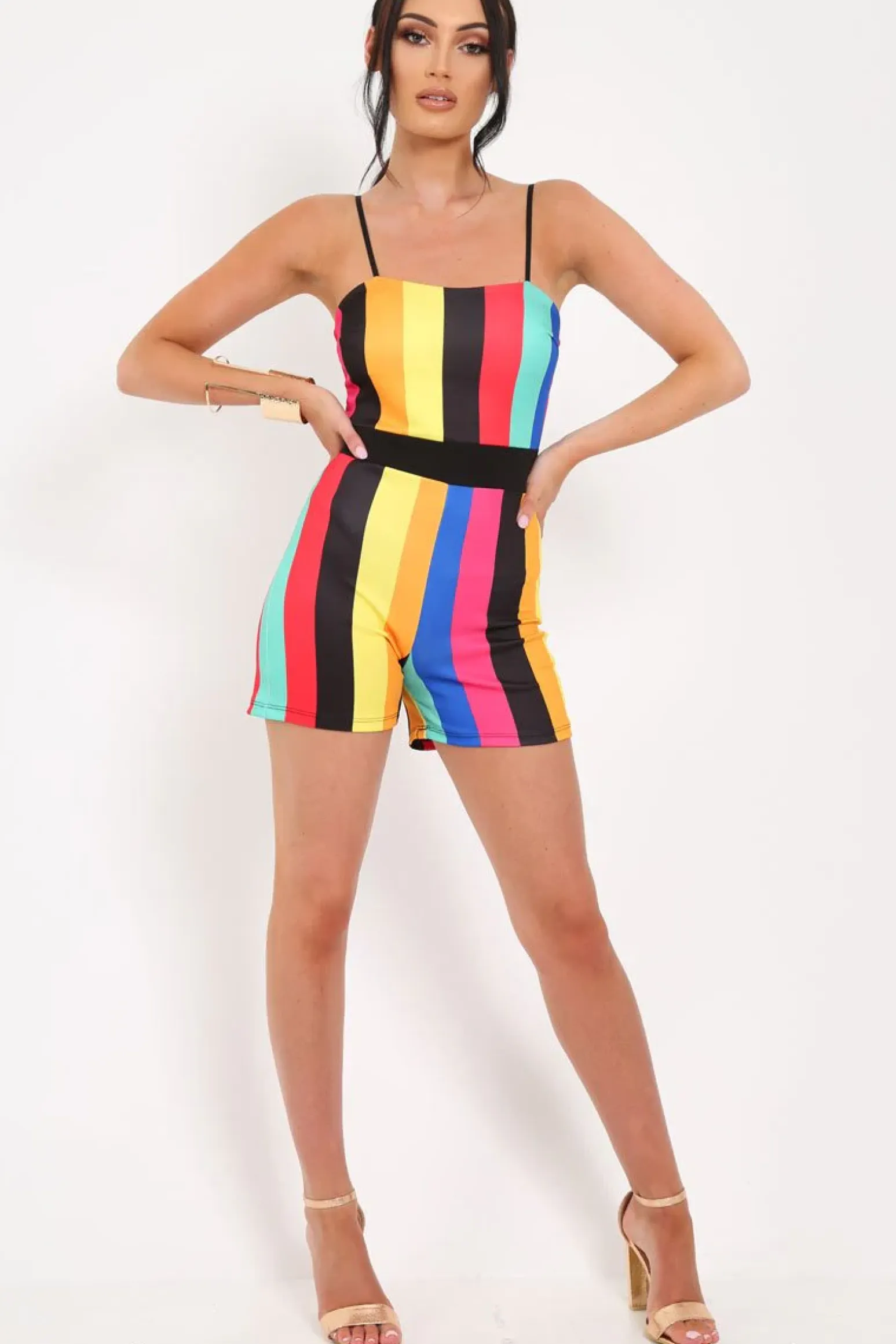 Rebellious Fashion Multi Stripe Playsuit -Tamiya