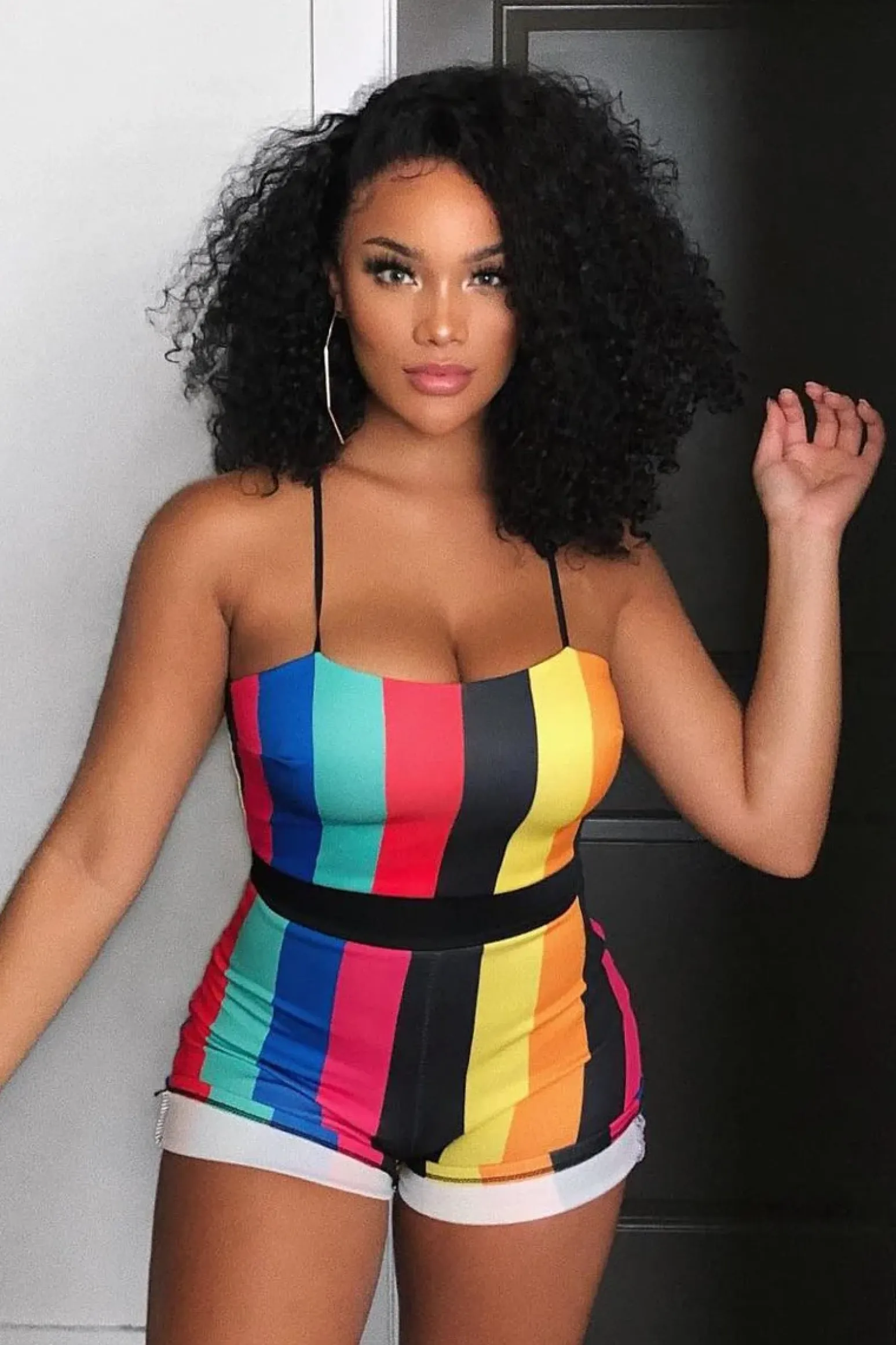 Rebellious Fashion Multi Stripe Playsuit -Tamiya