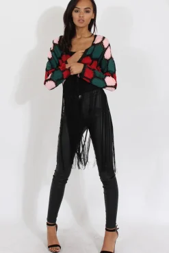 Rebellious Fashion Multi Suede Patch Stitch Tassel Jacket - Kay