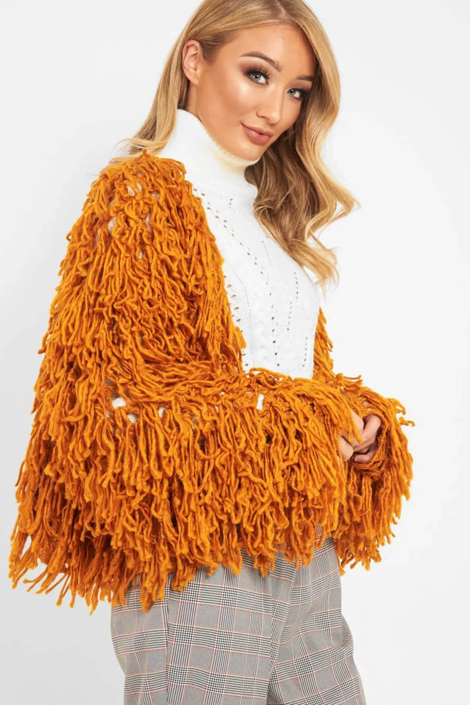 Rebellious Fashion Mustard Crop Shaggy Jacket - Idelle