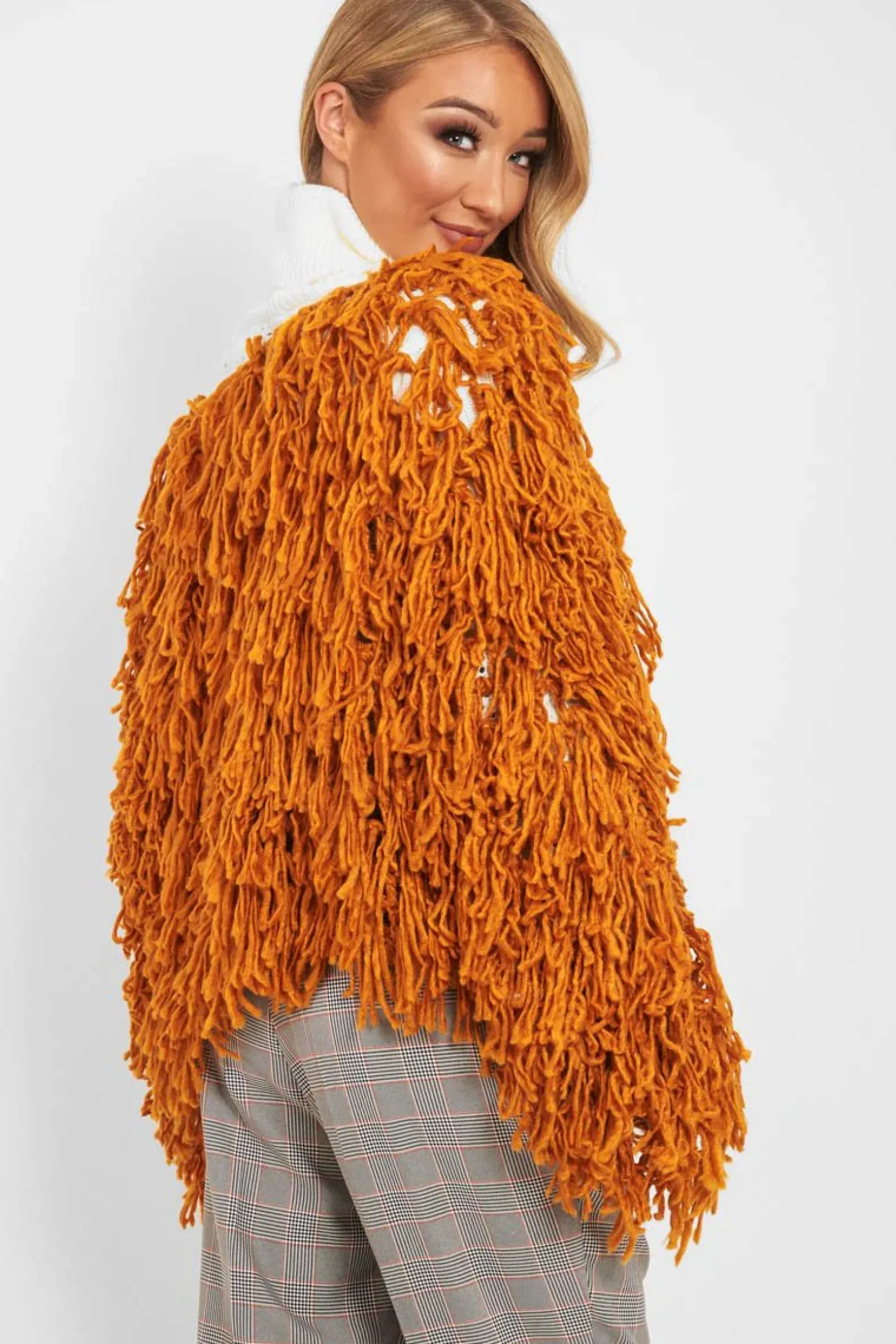 Rebellious Fashion Mustard Crop Shaggy Jacket - Idelle