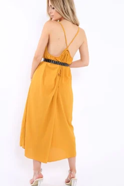 Rebellious Fashion Mustard Culotte Jumpsuit - Aj