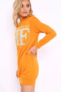 Rebellious Fashion Mustard Femme Fatal Hooded Dress - Ivanna