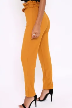 Rebellious Fashion Mustard Frill Hem Wide Legged Trousers - Megan