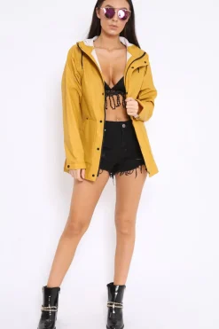 Rebellious Fashion Mustard Hooded Rain Jacket - Fox