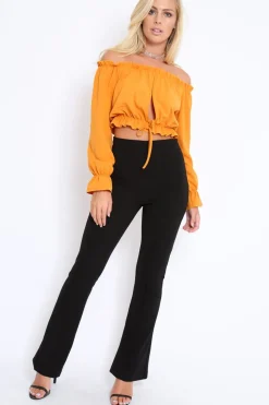 Rebellious Fashion Mustard Key Hole Bust Crop Top - Caitie