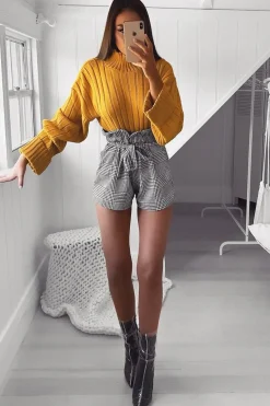 Rebellious Fashion Mustard Knit High Neck Jumper - Jaelynn