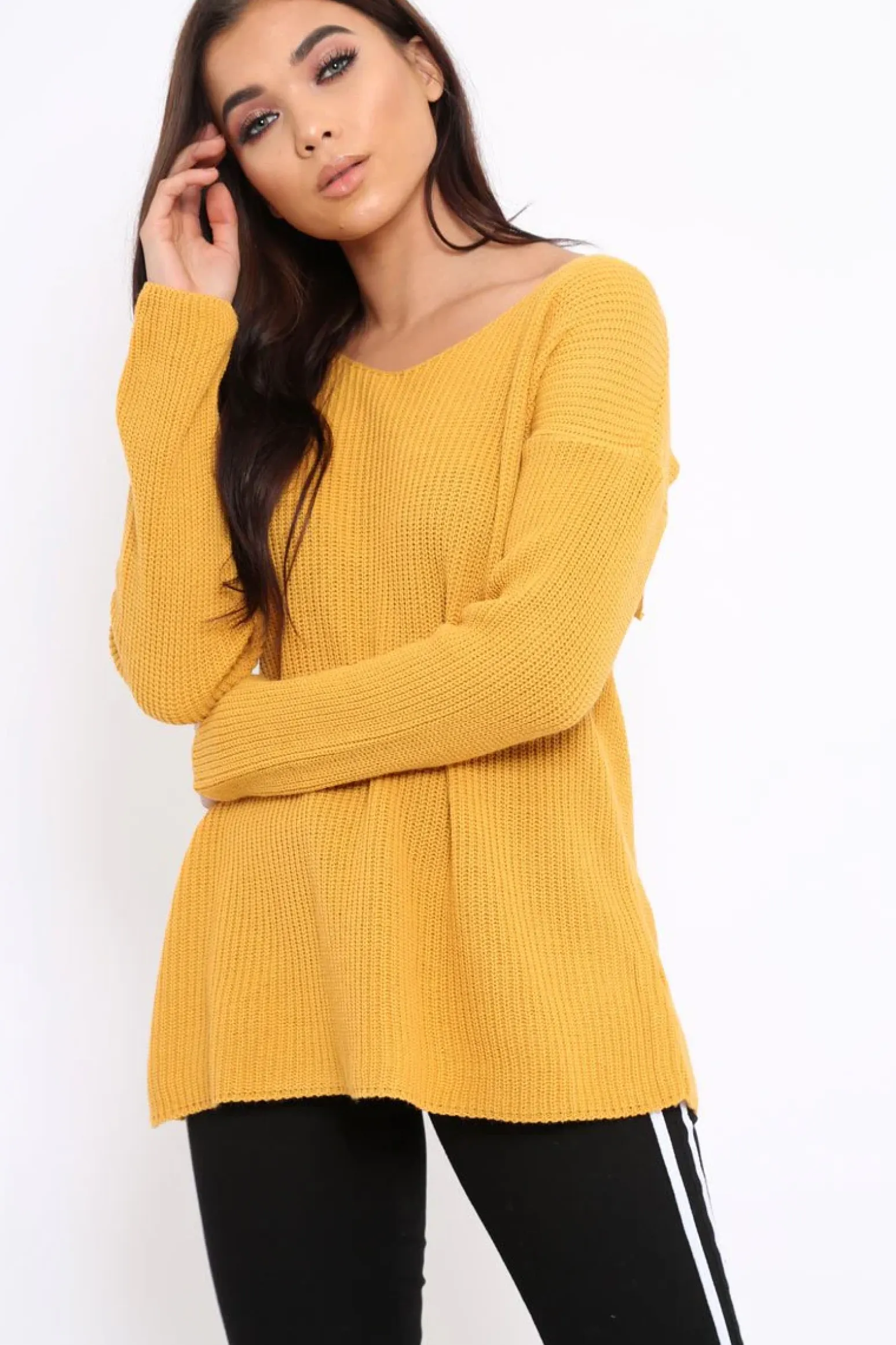 Rebellious Fashion Mustard Knitted Jumper with Bow Back - Oliviah