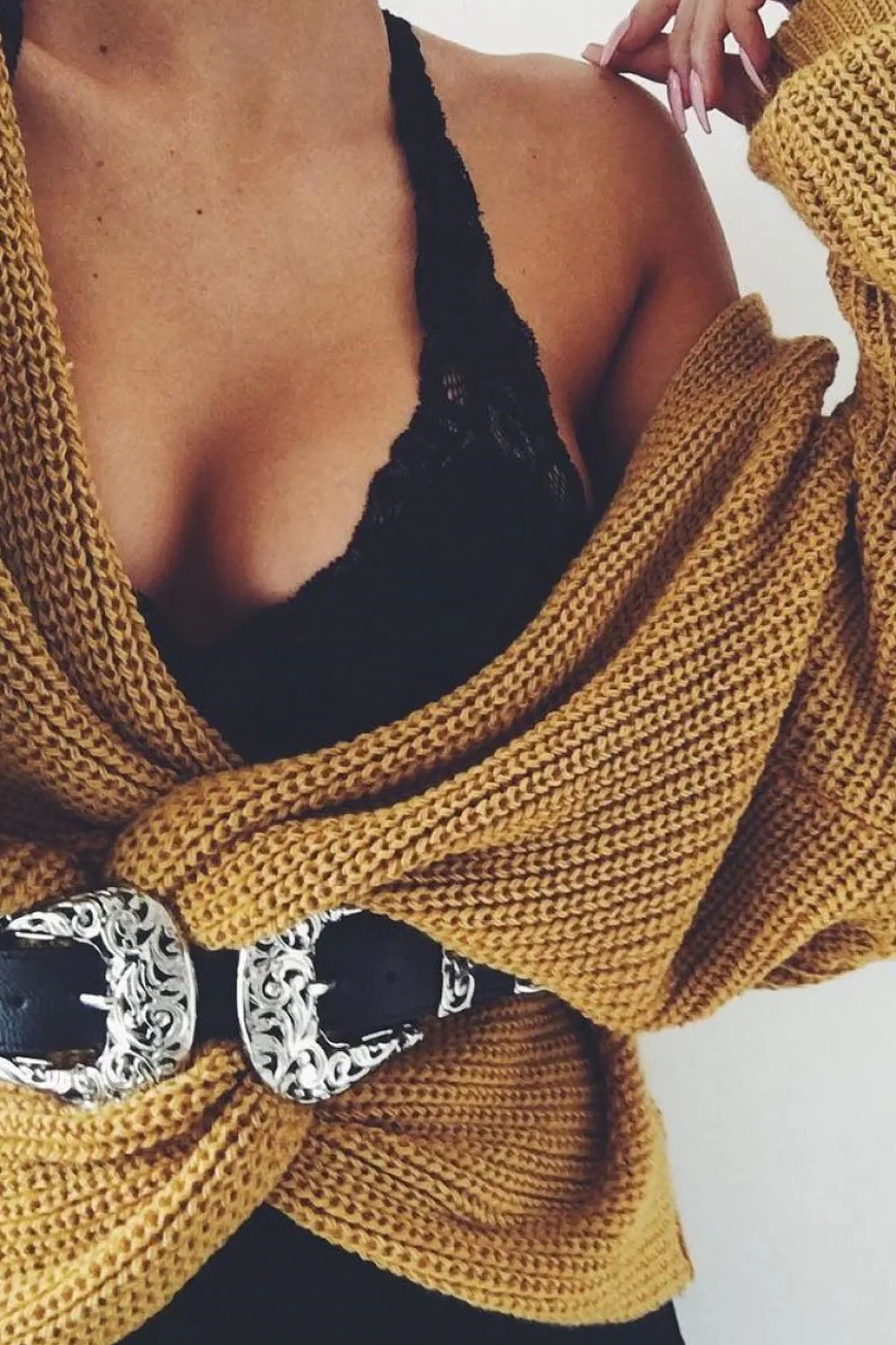 Rebellious Fashion Mustard Knot Knit Jumper - Kerri