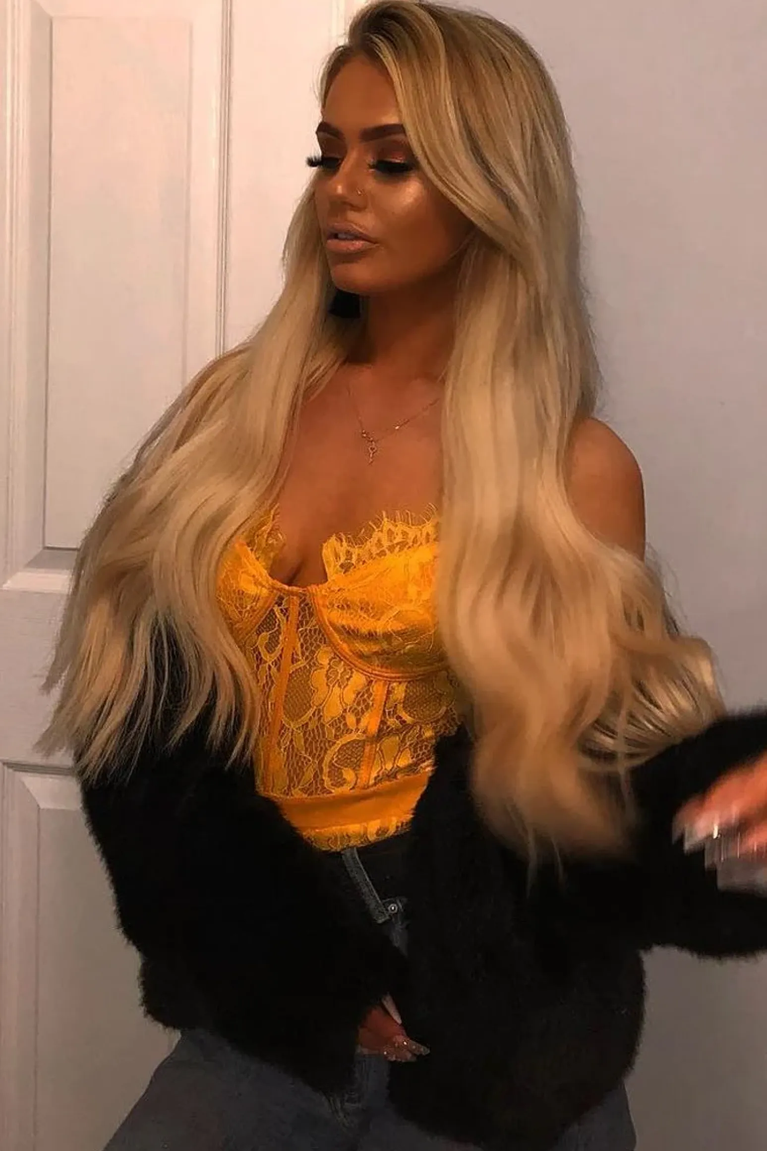 Rebellious Fashion Mustard Lace Flower Bodysuit - Faylen