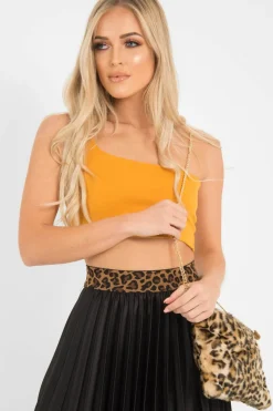 Rebellious Fashion Mustard One Shouldered Crop Top - Kamri