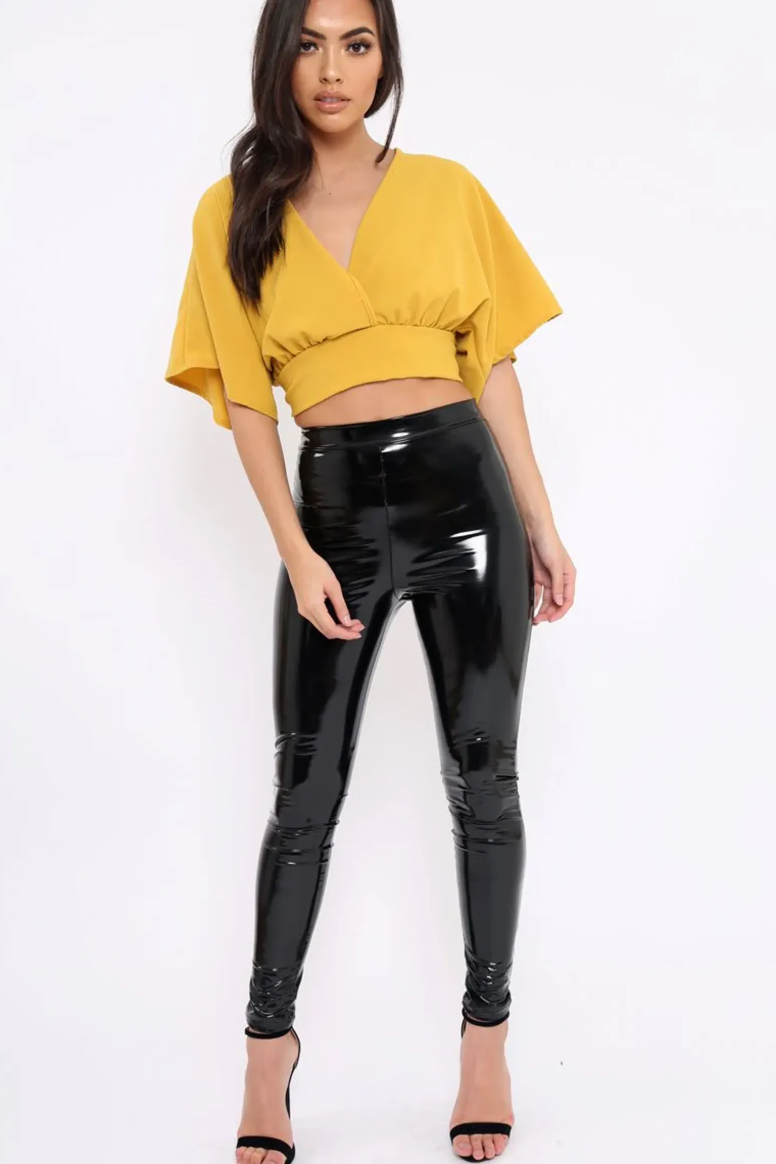 Rebellious Fashion Mustard Plunge Crop Top - Suzanne