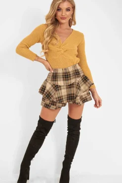 Rebellious Fashion Mustard Twist Front Knit Jumper - Pollyanna
