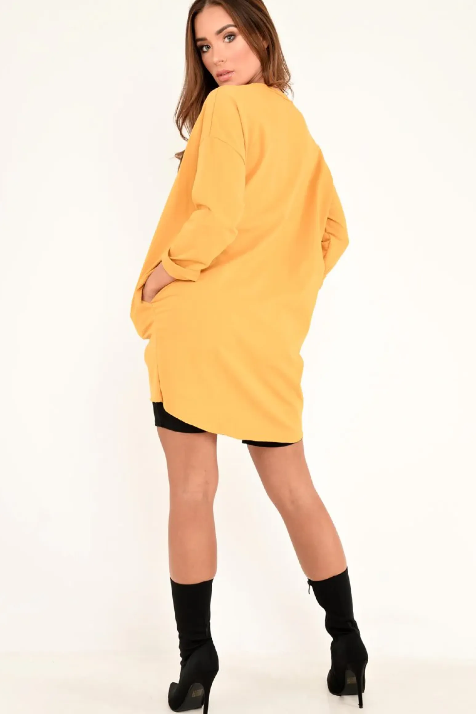 Rebellious Fashion Mustard Vogue Slogan Oversized Jumper - Bray