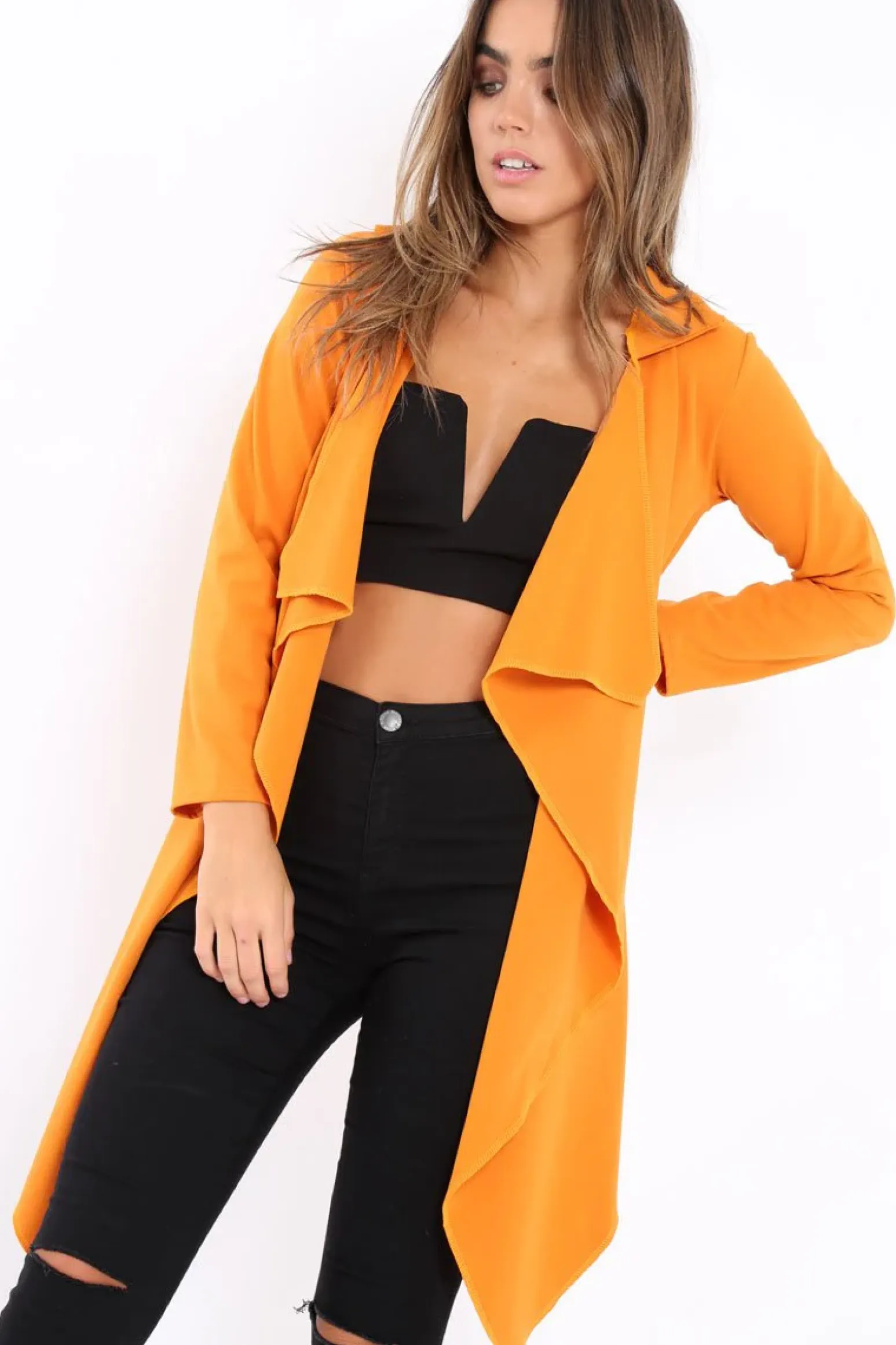 Rebellious Fashion Mustard Waterfall Frill Jacket - Bexley