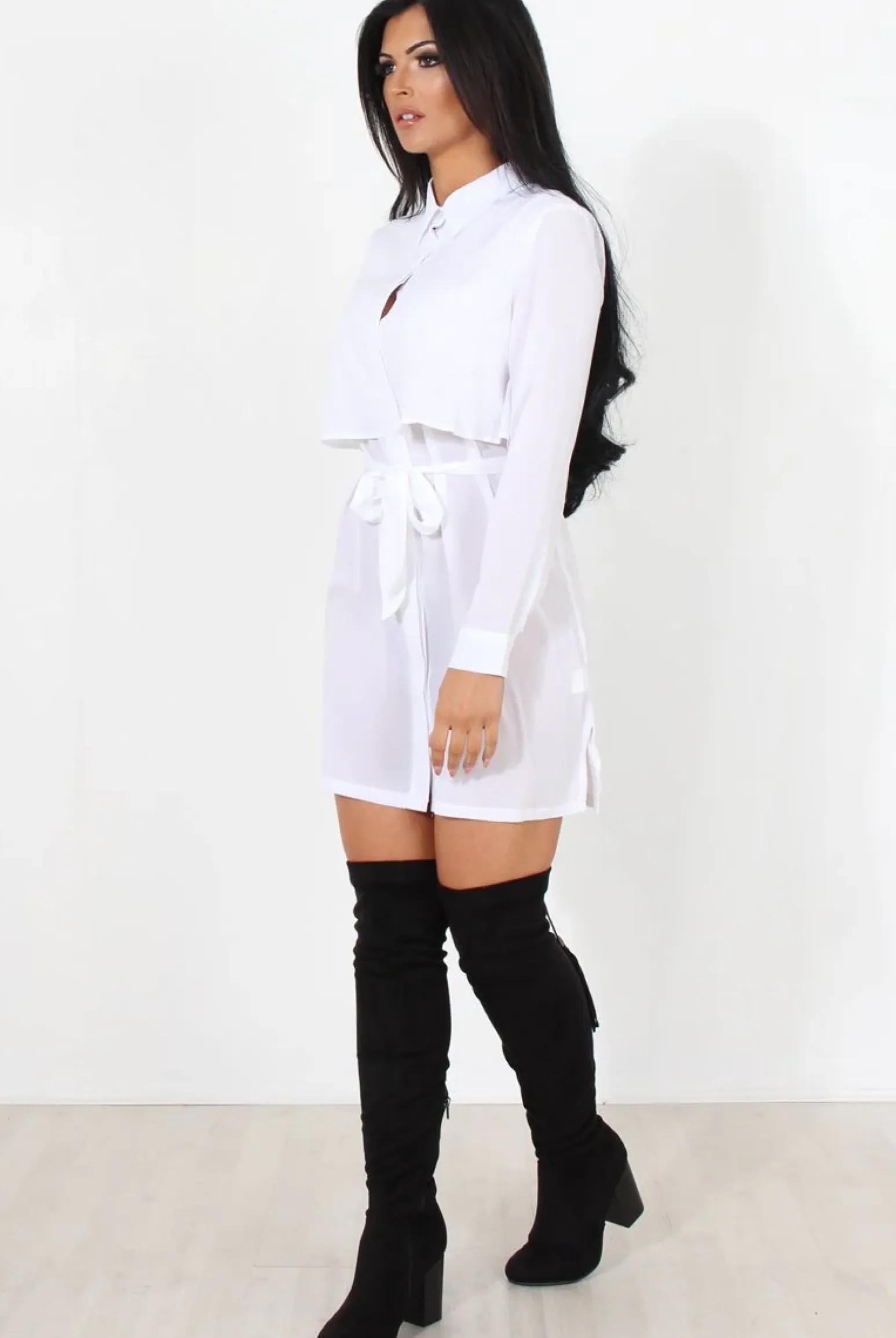 Rebellious Fashion Natalia White Layered Shirt Dress