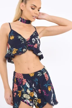 Rebellious Fashion Navy Floral Co-ord Set - Emma