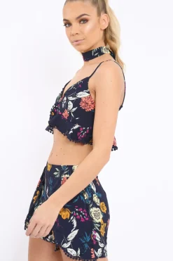 Rebellious Fashion Navy Floral Co-ord Set - Emma