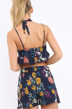 Rebellious Fashion Navy Floral Co-ord Set - Emma