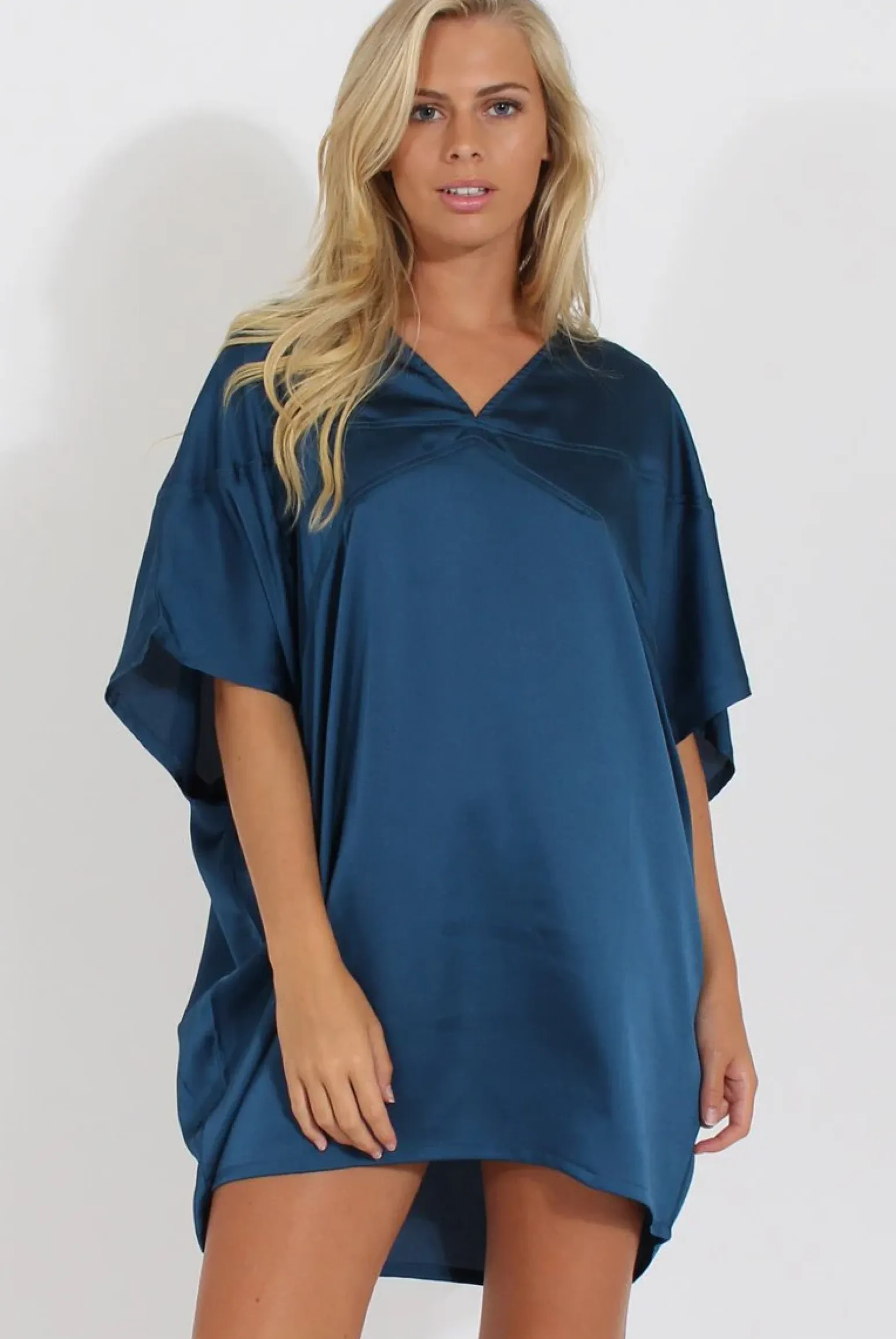 Rebellious Fashion Navy Kimono Style Oversized Dress - Nicolette