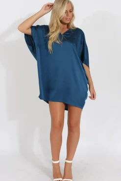 Rebellious Fashion Navy Kimono Style Oversized Dress - Nicolette