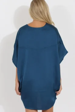 Rebellious Fashion Navy Kimono Style Oversized Dress - Nicolette