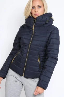 Rebellious Fashion Navy Padded Coat - Zara
