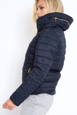 Rebellious Fashion Navy Padded Coat - Zara