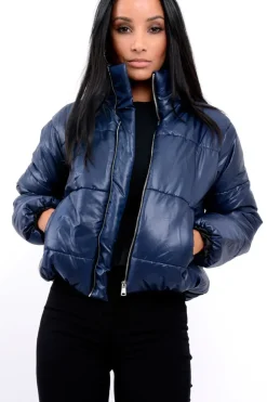 Rebellious Fashion Navy Puffer Coat - Alyssa
