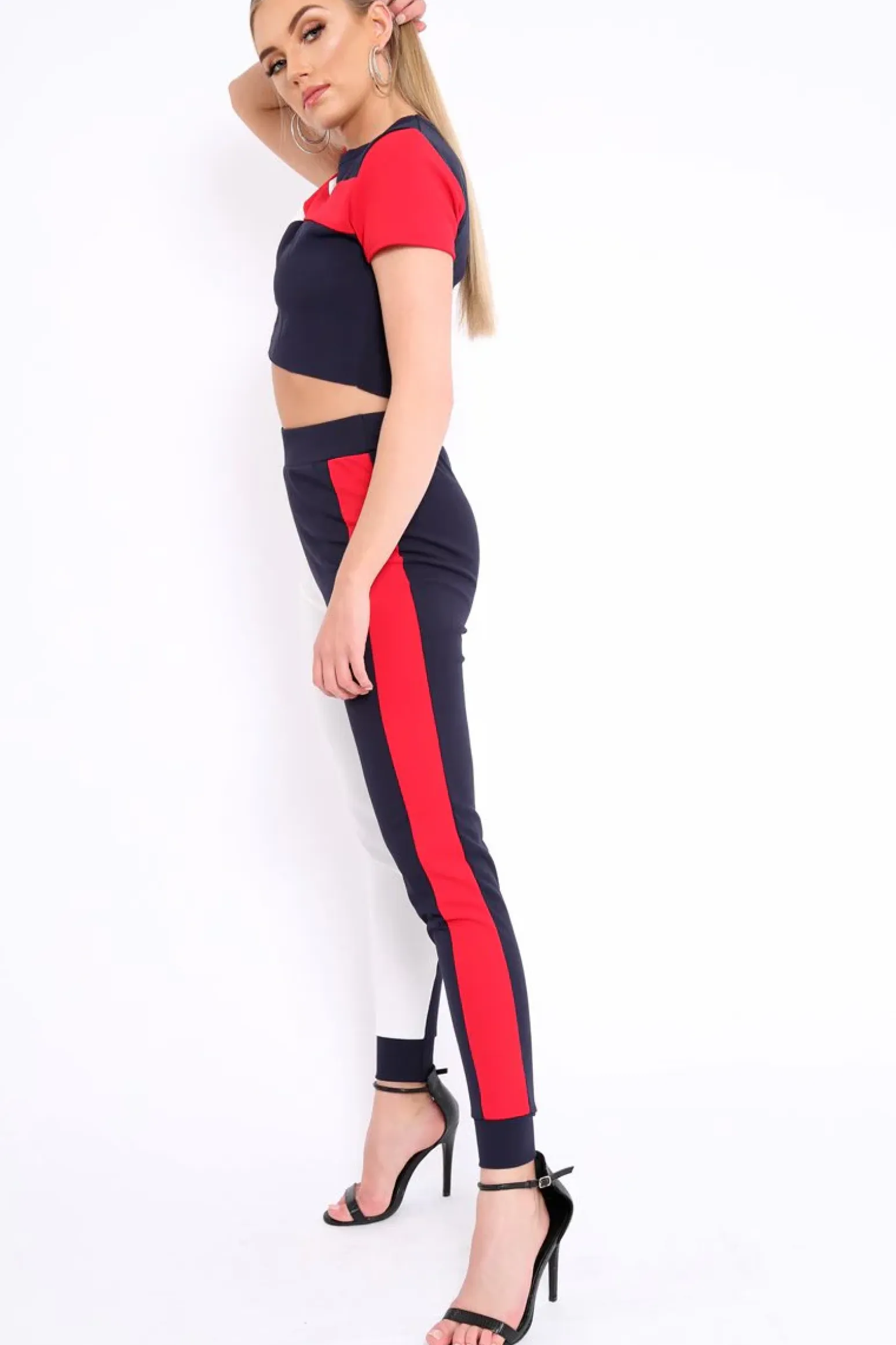 Rebellious Fashion Navy Red and White Colour Block Co-ord - Sybil