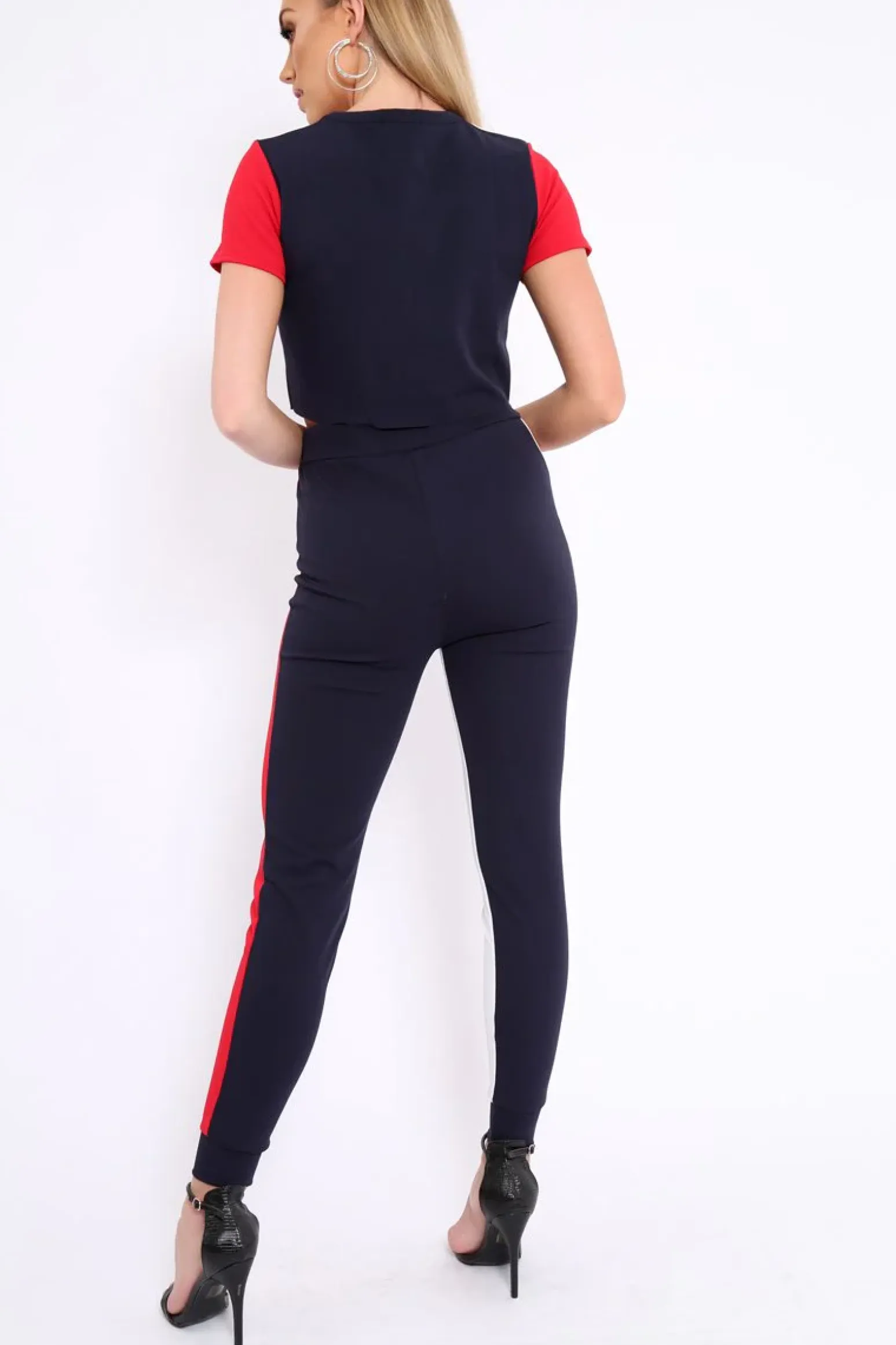 Rebellious Fashion Navy Red and White Colour Block Co-ord - Sybil