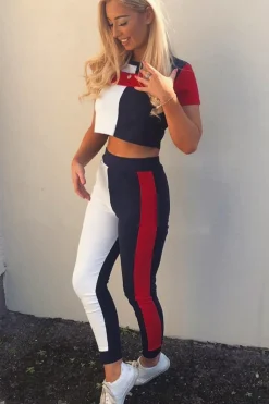 Rebellious Fashion Navy Red and White Colour Block Co-ord - Sybil