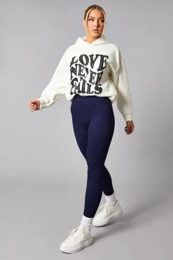 Rebellious Fashion Navy Rib Knit High Waisted Leggings - Ren